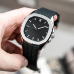 Men's Water Resistant Quartz Watch with Textured Rubber Strap